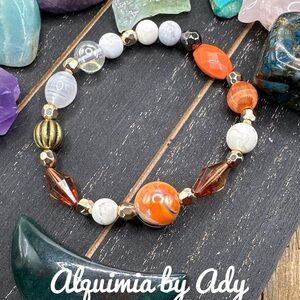 White Jade mystic aura Quartz 12mm beads chunky bracelet/